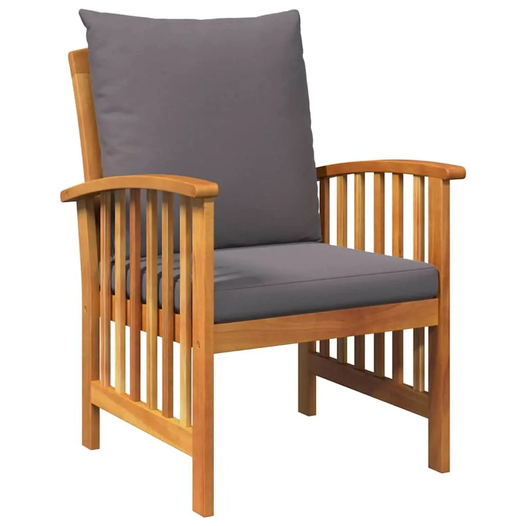Outdoor Furniture Set 3 Piece Brown Acacia Wood Armchairs Side Table