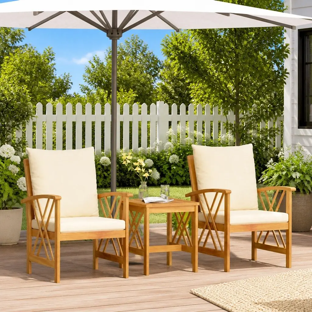 Garden Sofa Set 3 Piece Outdoor Furniture Patio Lounge Seating with Cushions