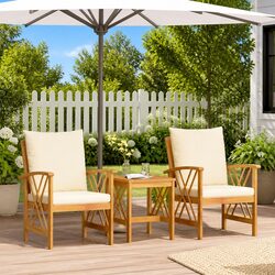 Garden Sofa Set: 3 Pieces, Solid Acacia Wood