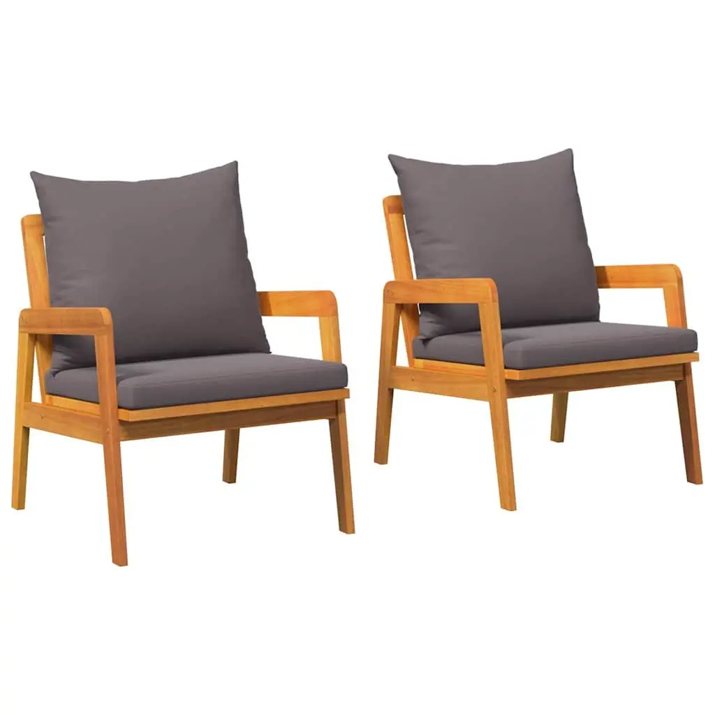 Garden Chair with Cushion 2 Piece Set Outdoor Seating Brown Oil Natural Wood