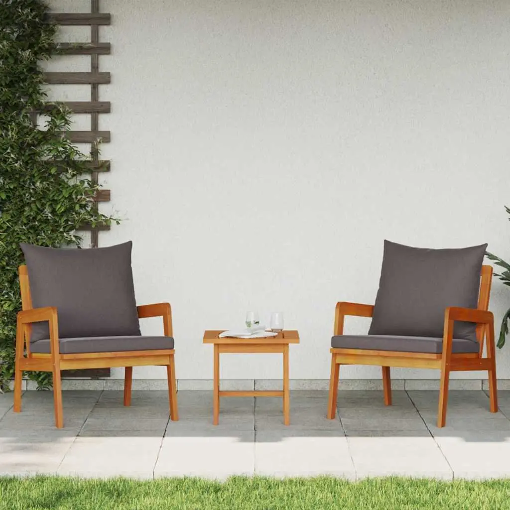 Garden Chair with Cushion 2 Piece Set Outdoor Seating Brown Oil Natural Wood