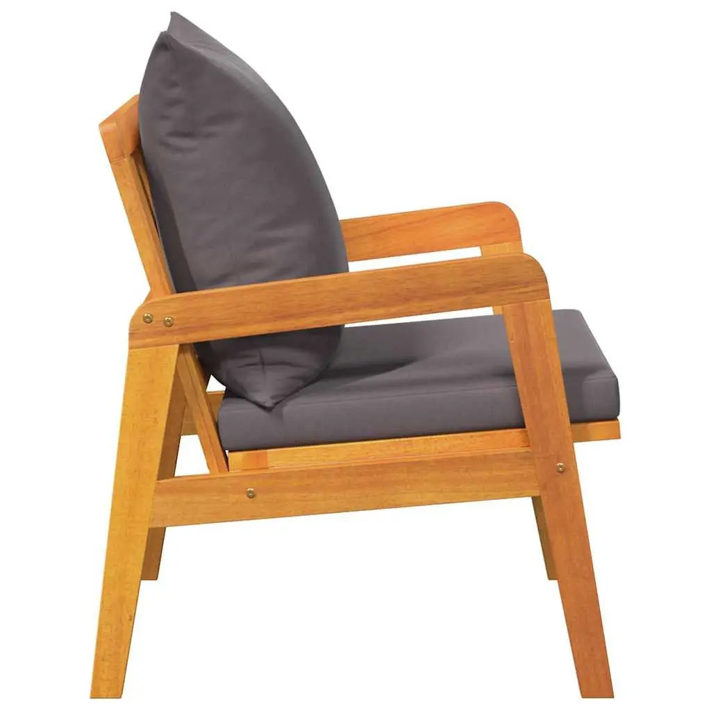 Garden Chair with Cushion 2 Piece Set Outdoor Seating Brown Oil Natural Wood