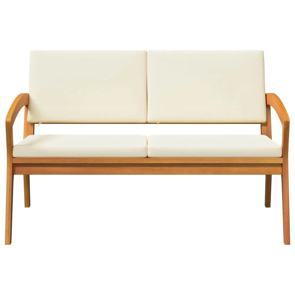 Garden Bench with Cushion Solid Acacia Wood Outdoor Furniture Brown Oil Natural