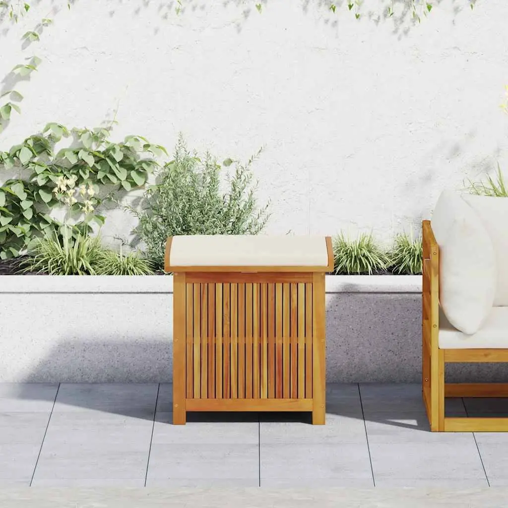 Outdoor Cushion Storage Box 60x50x61cm Solid Wood Garden Organiser with Lid