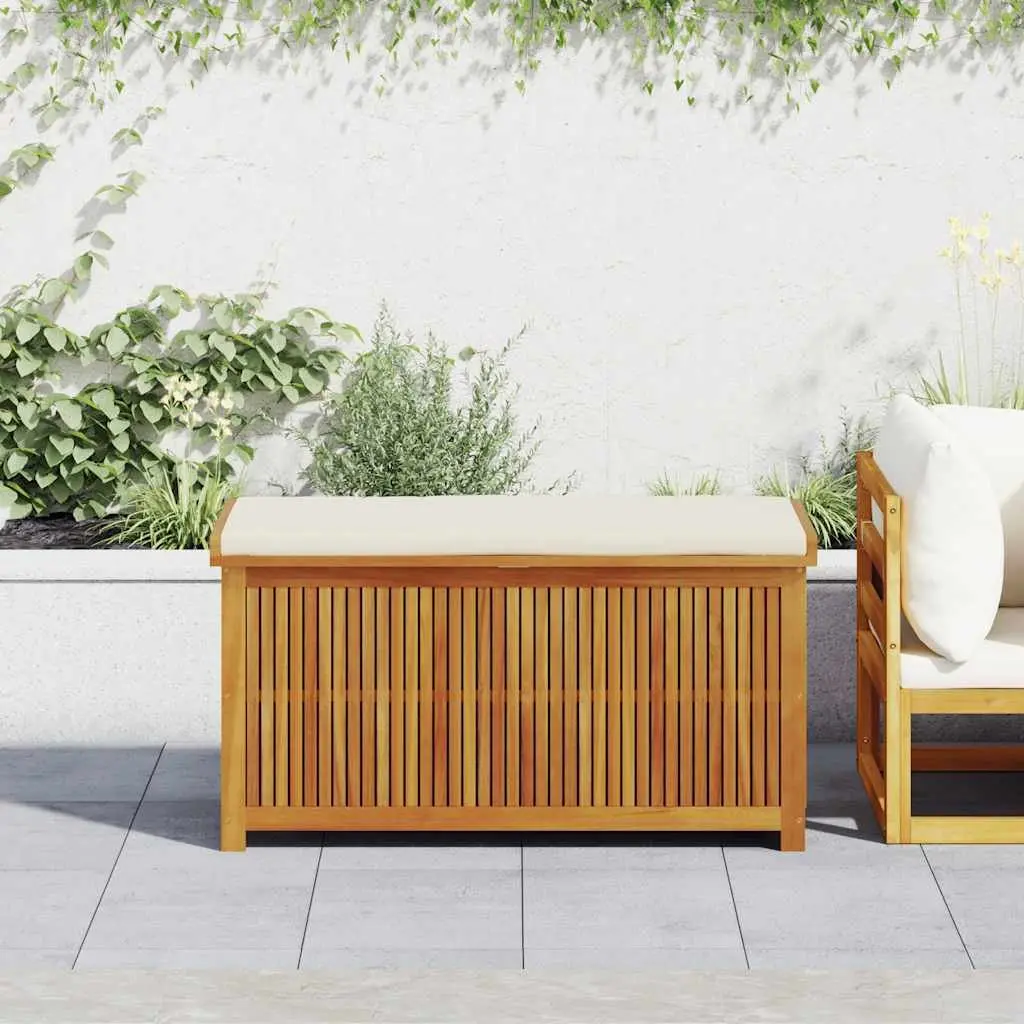 Outdoor Storage Box 113x50x60.5cm Solid Wood Acacia Garden Cushion Organiser