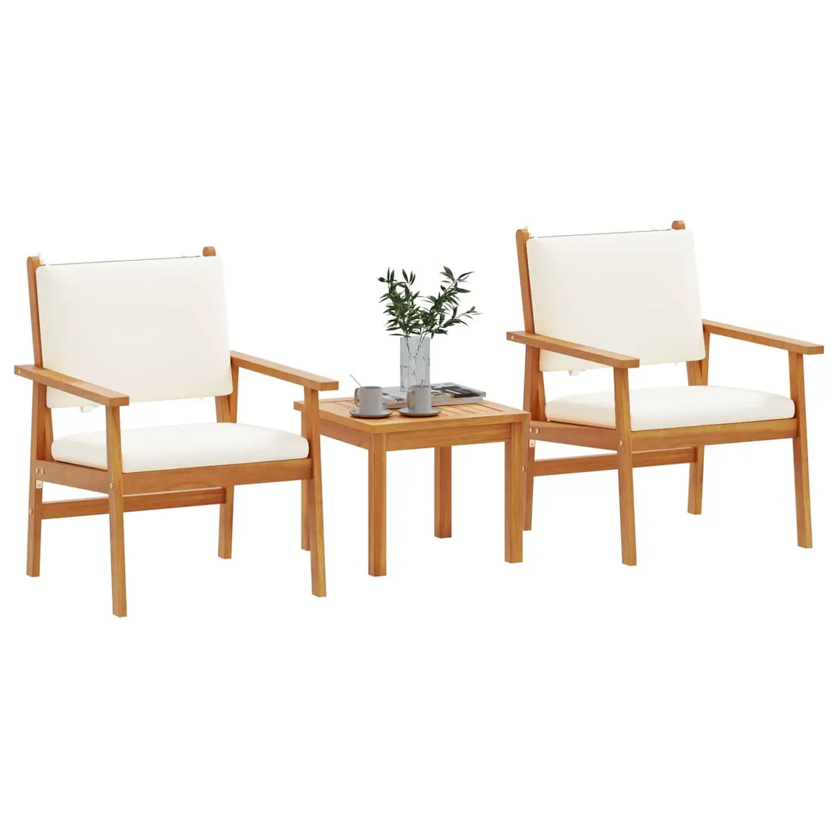 Garden Sofa Set Outdoor Use 3 Piece Cream White
