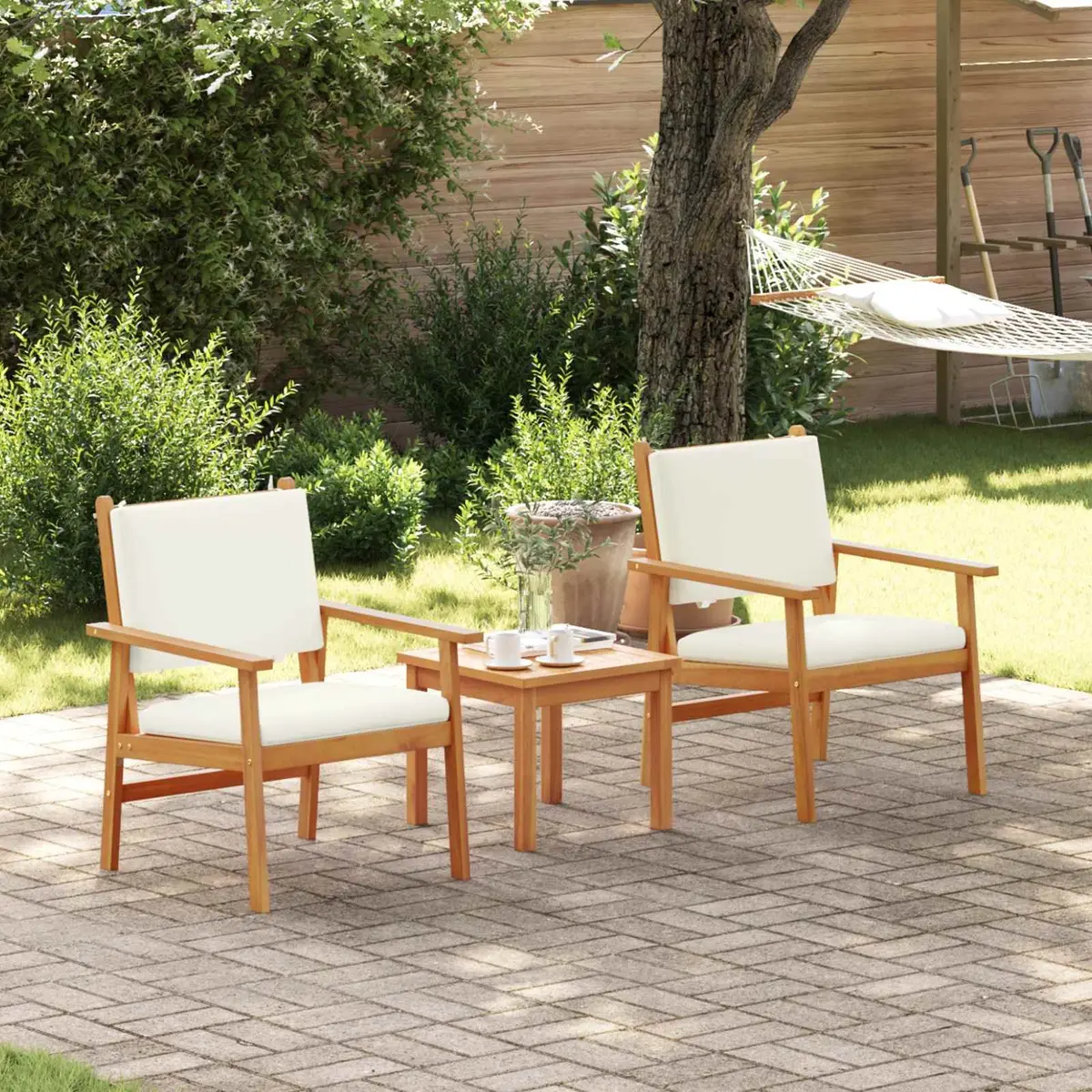 Garden Sofa Set Outdoor Use 3 Piece Cream White