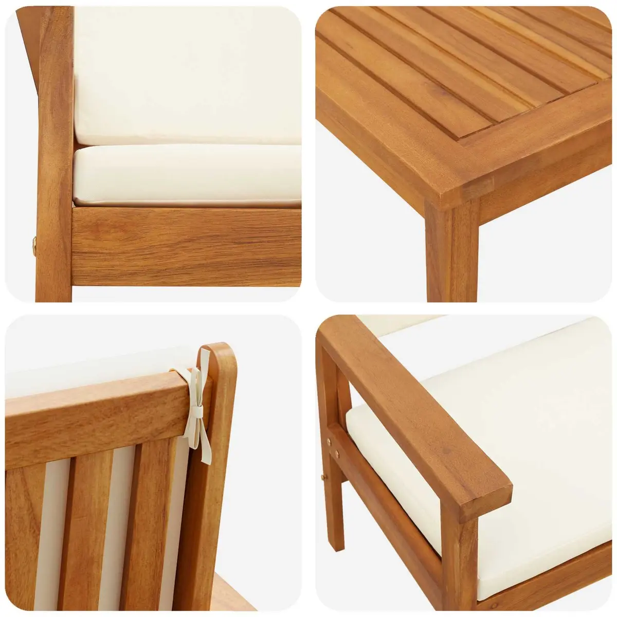 Garden Sofa Set Outdoor Use 3 Piece Cream White