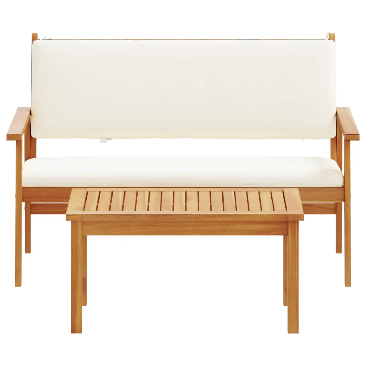 Garden Sofa Set Outdoor Patio Cream White 2 Piece Solid Acacia Wood