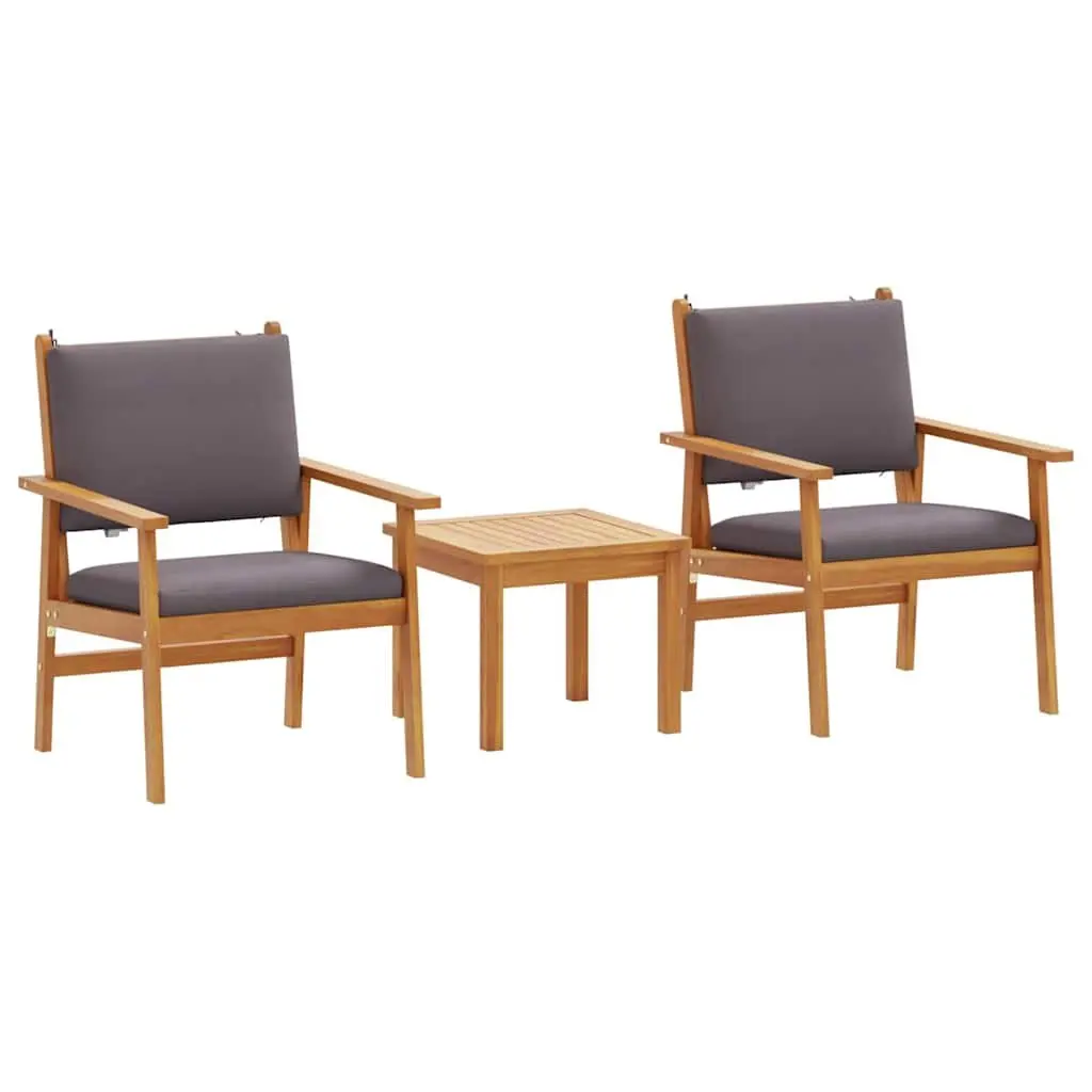 Outdoor Garden Sofa Set 3 Piece Anthracite Acacia Wood Patio Seating