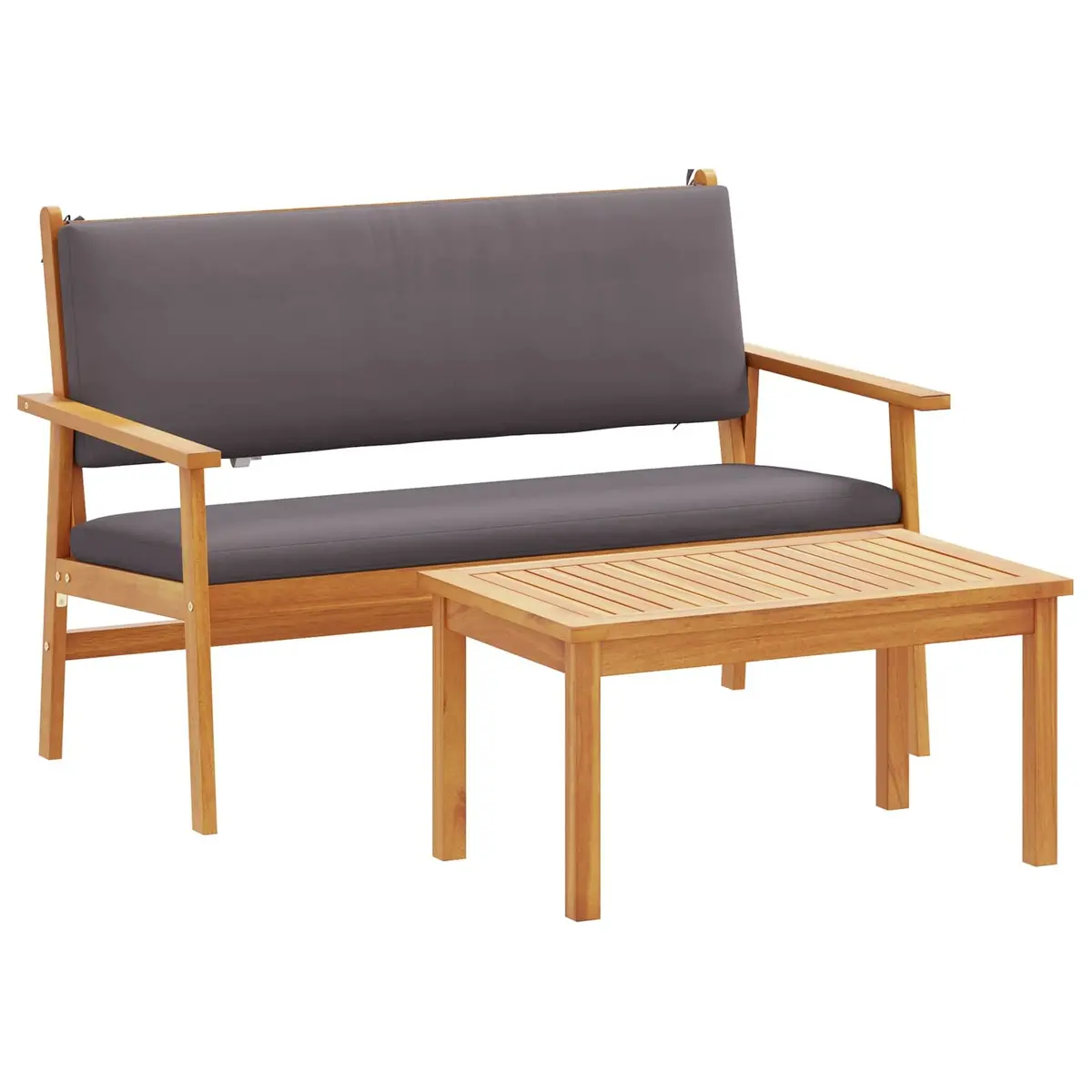 Outdoor Lounge Sofa Set 2 Piece Solid Acacia Wood Anthracite