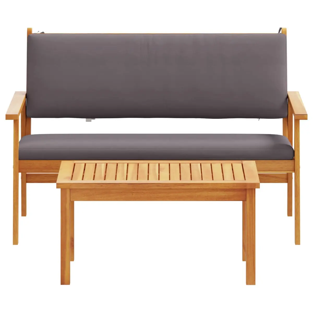 Outdoor Lounge Sofa Set 2 Piece Solid Acacia Wood Anthracite