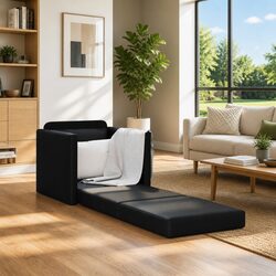 Specifications of the Black Faux Leather Sofa Bed
