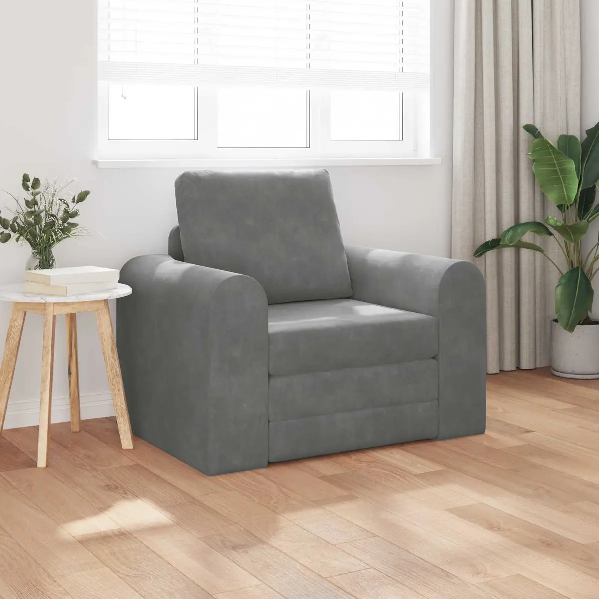 Sofa Bed Living Room Grey Velvet Compact Modern