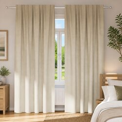 Blackout Curtains, 2 Cream Panels, Velvet 140 x 225 cm