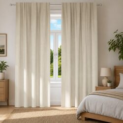 Light Blocking Cream Velvet Curtains 2 pcs 140 x 245 cm