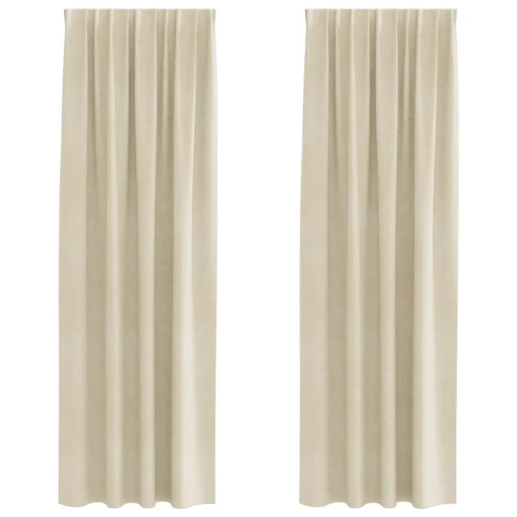 Light Blocking Cream Velvet Curtains 2 pcs 140 x 245 cm