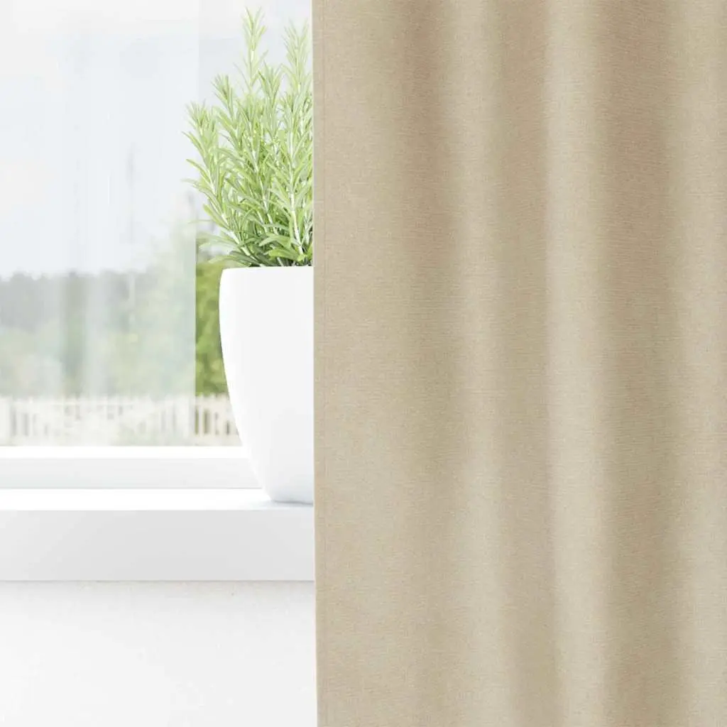 Light Blocking Cream Velvet Curtains 2 pcs 140 x 245 cm