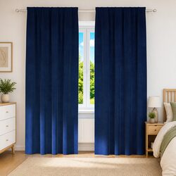 Blackout Curtains 2 pcs Dark Blue 140 x 245 cm - Velvet