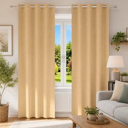 Specifications of Beige Blackout Curtains with Rings, 245 x 140 cm