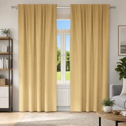 2 pcs Beige Blackout Curtains with Rings – Dimensions 245 x 140 cm