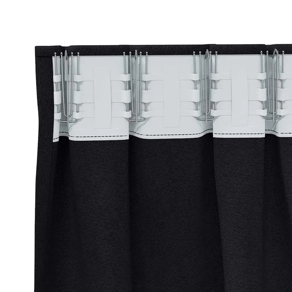 Blackout Curtains 2 pcs, Black 245 x 140 cm, Polyester Material