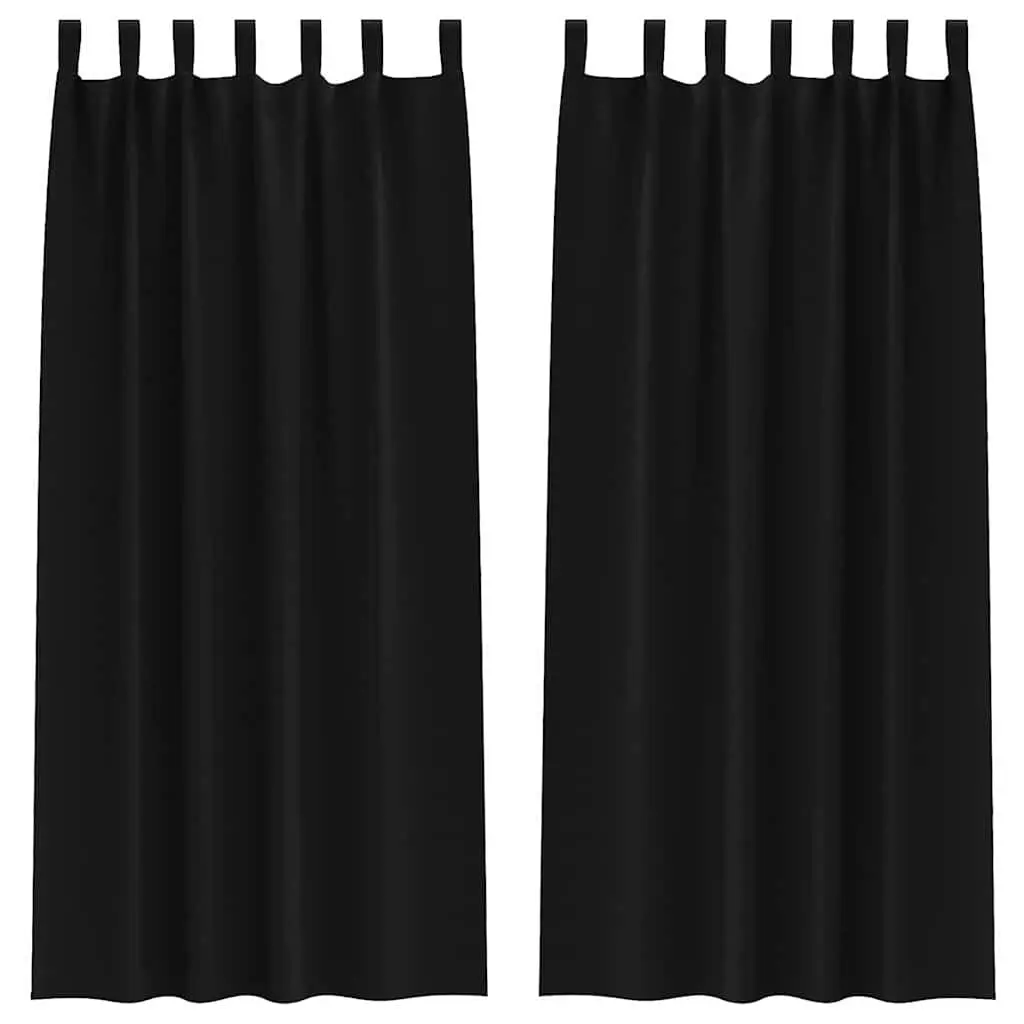 Blackout Curtains 2 pcs Living Room Bedroom Office Black 245 x 140 cm Window Treatment Drapes