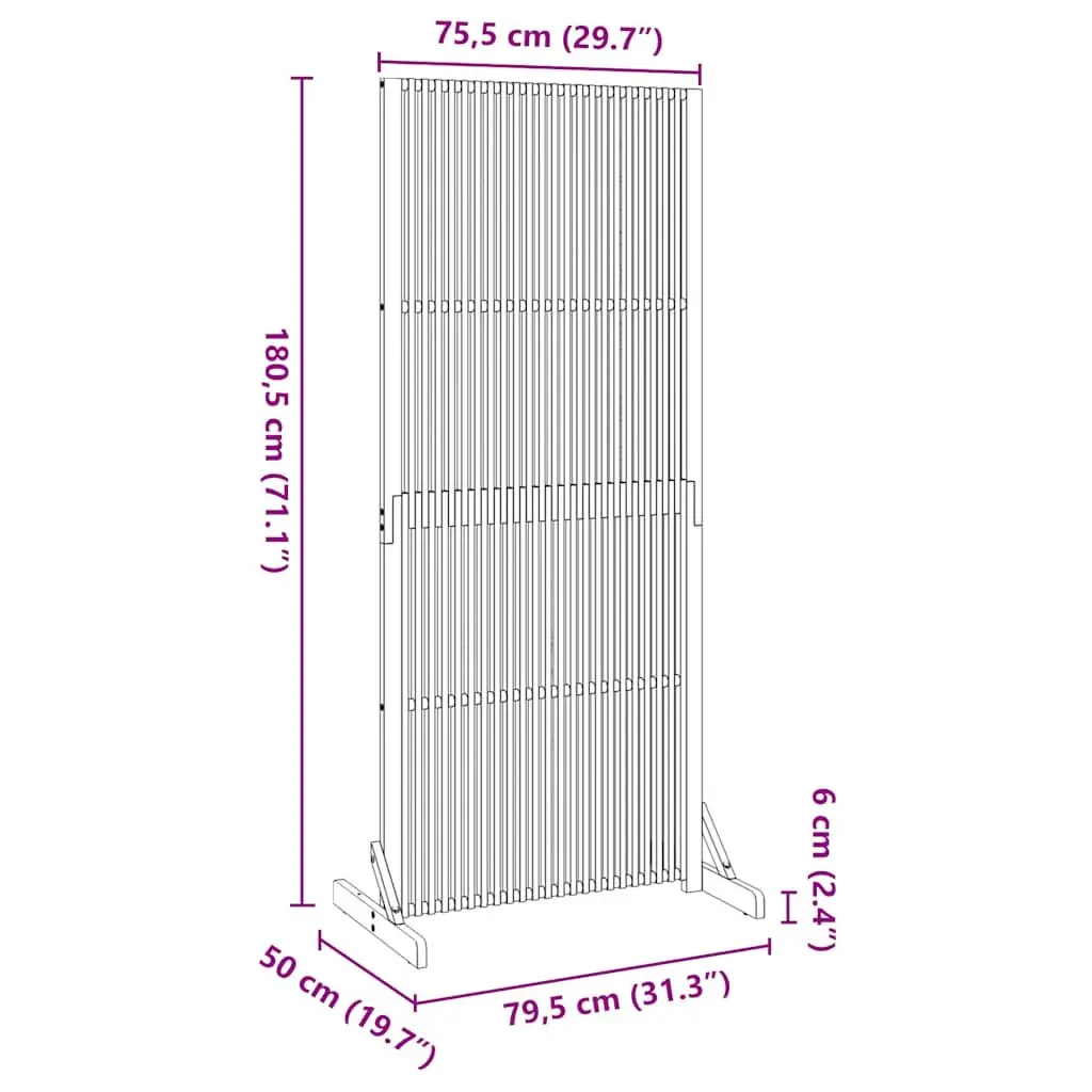 Wooden Room Divider Privacy Screen Indoor Outdoor 180.5cm Slatted Freestanding