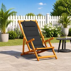 Folding Beach Chair Specifications – Black Acacia Wood Frame