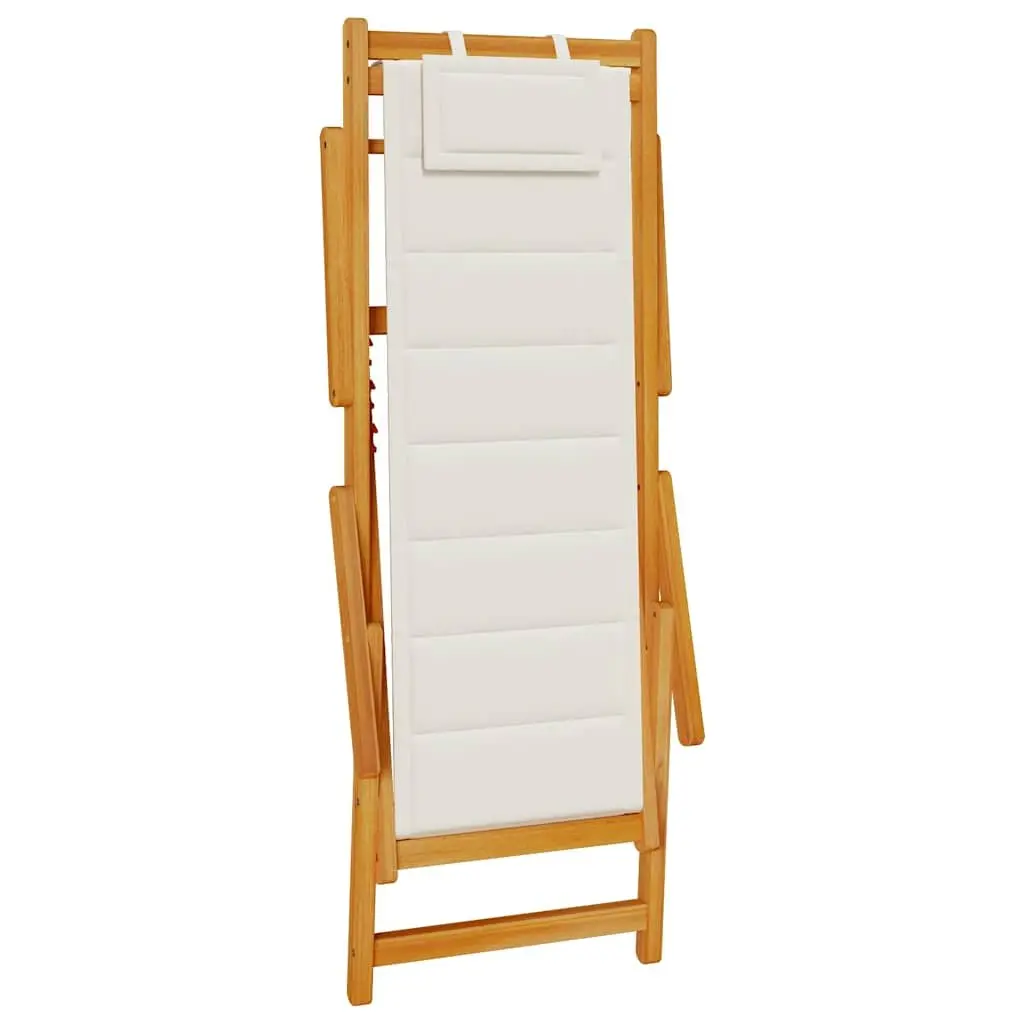 Folding Beach Chair Outdoor Grey Acacia Wood Textilene Portable Garden