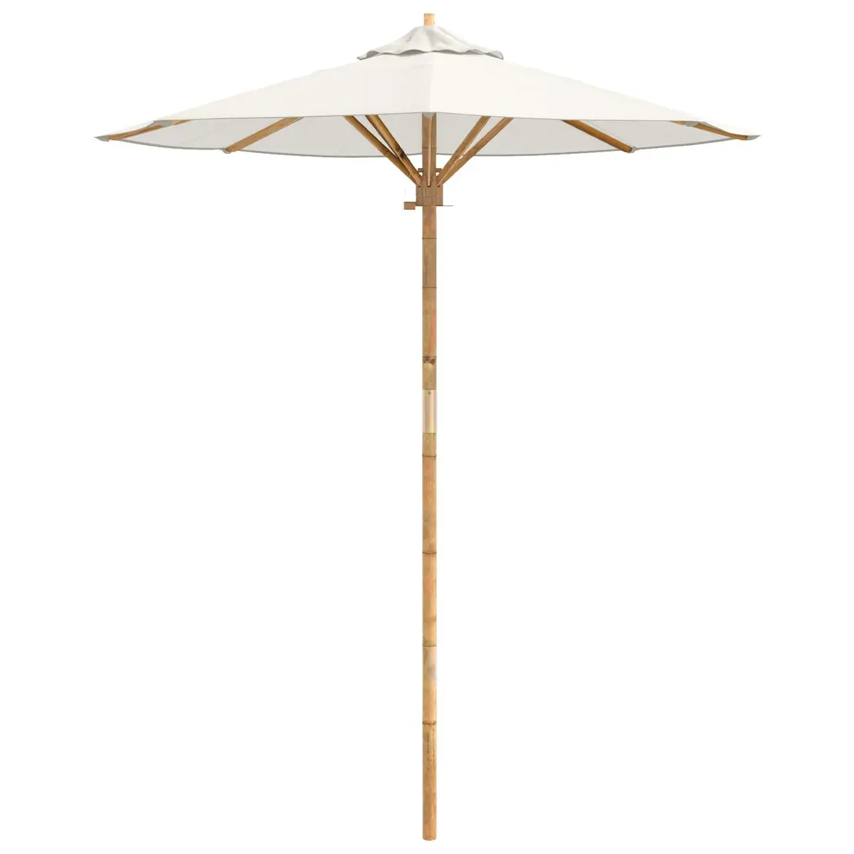 Garden Parasol Outdoor Shade Round 180cm Cream White Bamboo Frame