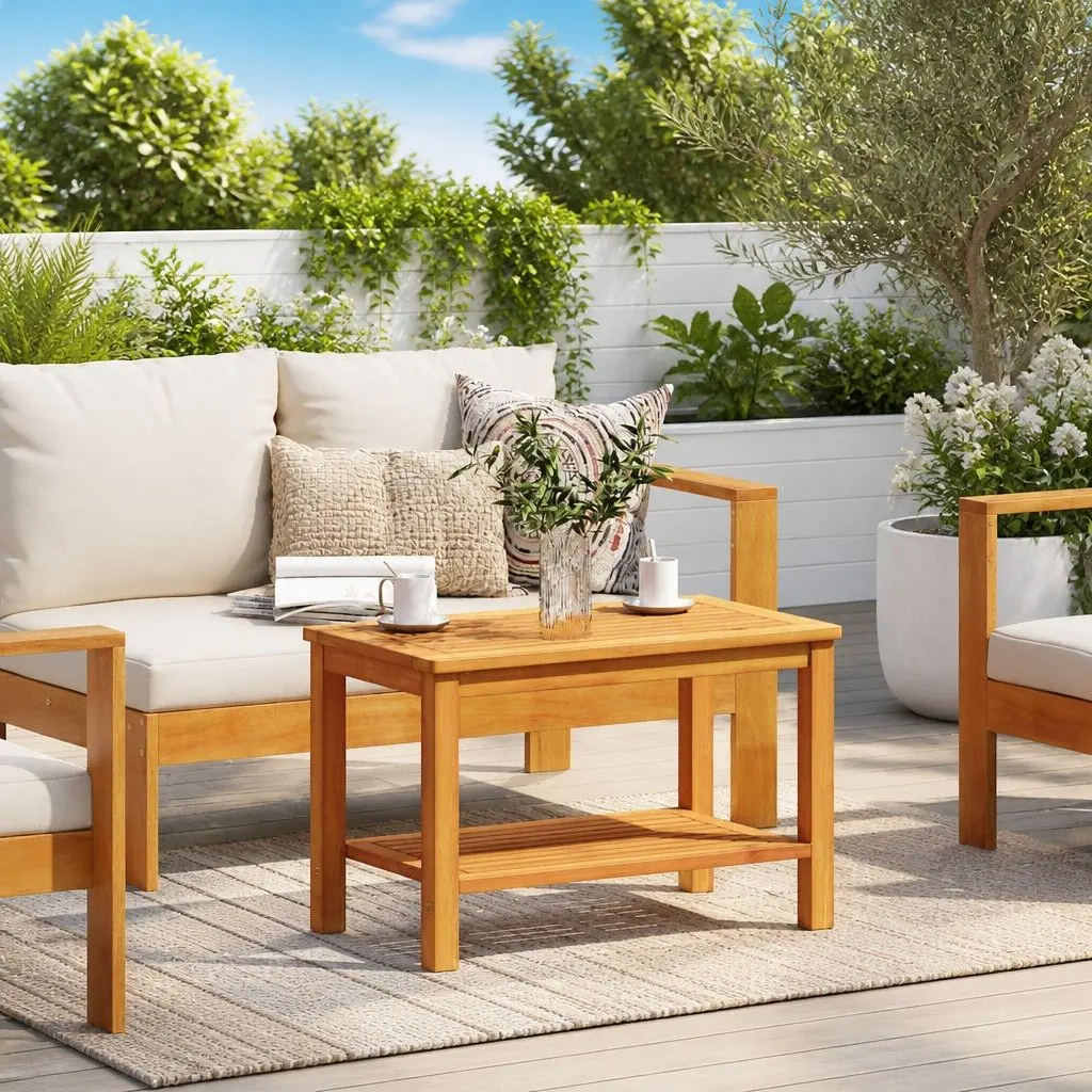 Solid Acacia Wood Side Table