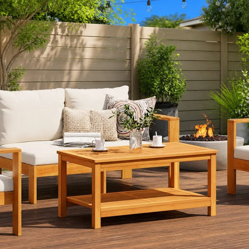 Solid Acacia Wood Side Table 90x50x45cm