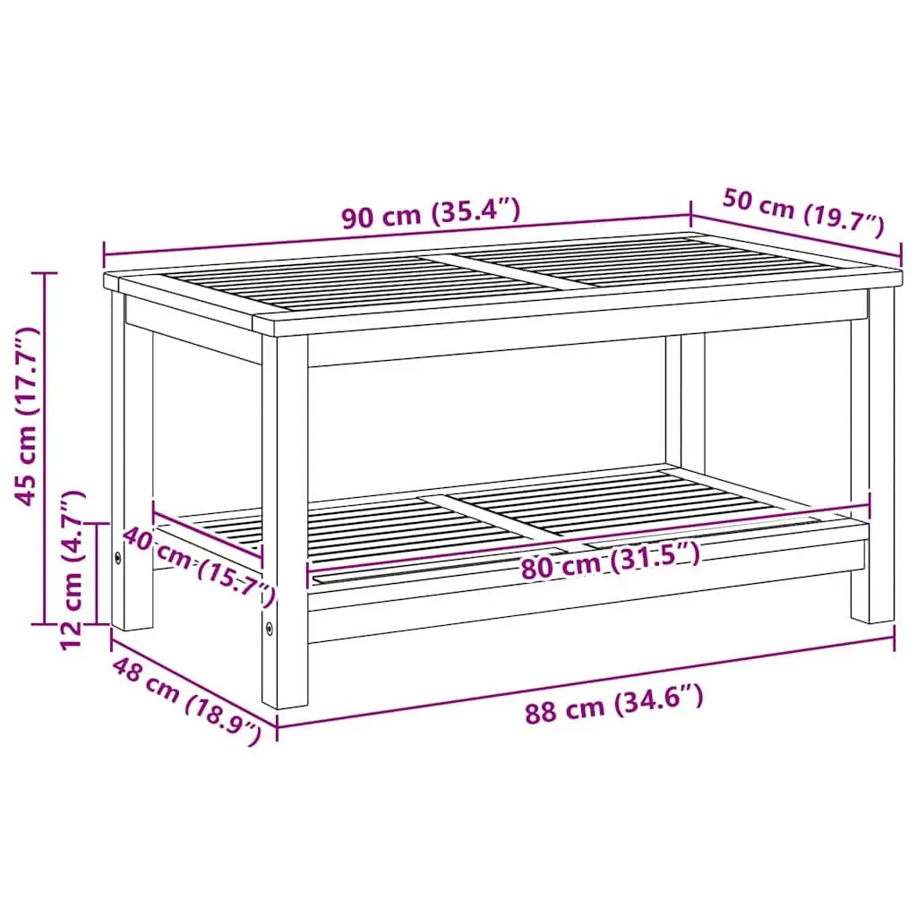 Solid Acacia Wood Side Table 90x50x45cm