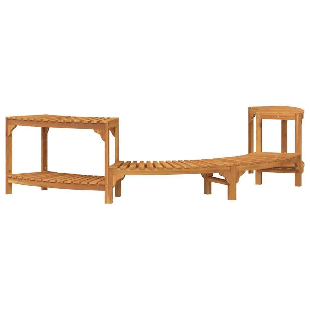 Hot Tub Surround Outdoor Spa Deck Half-Round Acacia Wood Brown 252x112x55.5cm