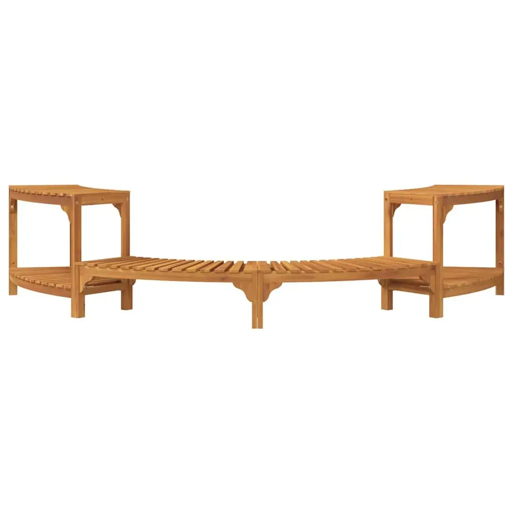 Hot Tub Surround Outdoor Spa Deck Half-Round Acacia Wood Brown 252x112x55.5cm