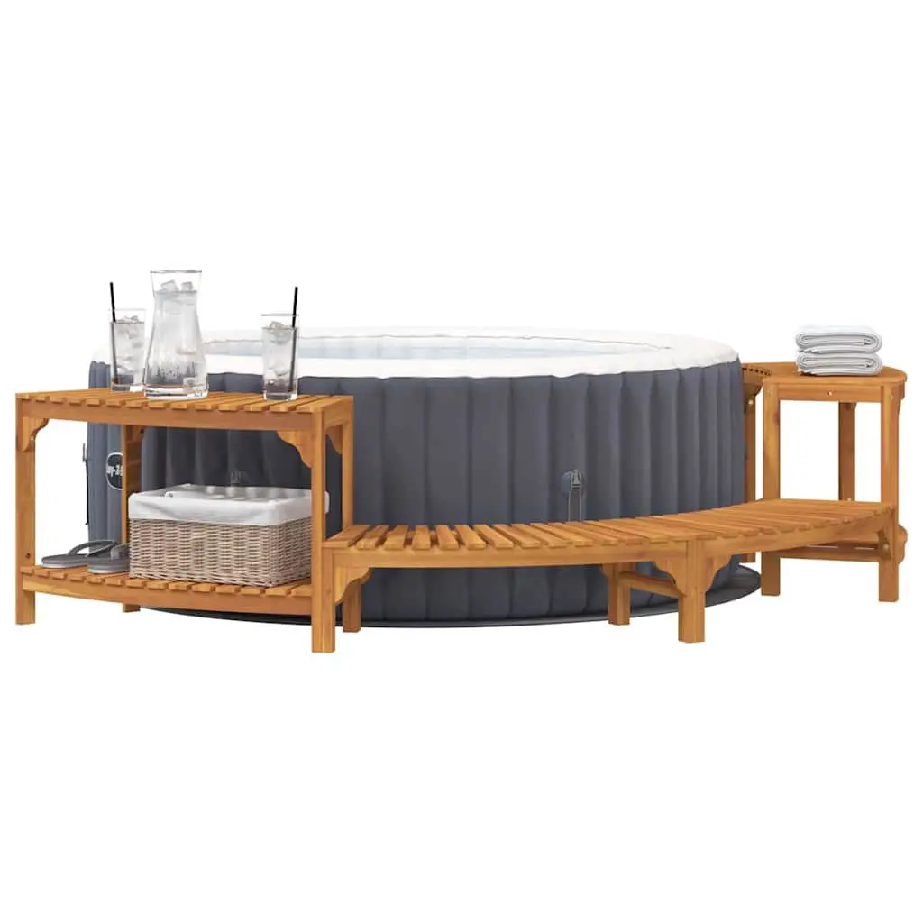 Hot Tub Surround Outdoor Spa Deck Half-Round Brown 272 x 120 x 55.5 cm Garden