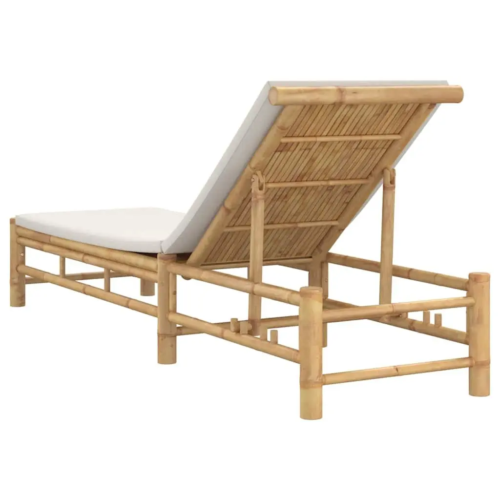 Sun Lounger Outdoor Patio Garden Chair Adjustable Backrest Cushions Brown 55 x 199 x 30 cm