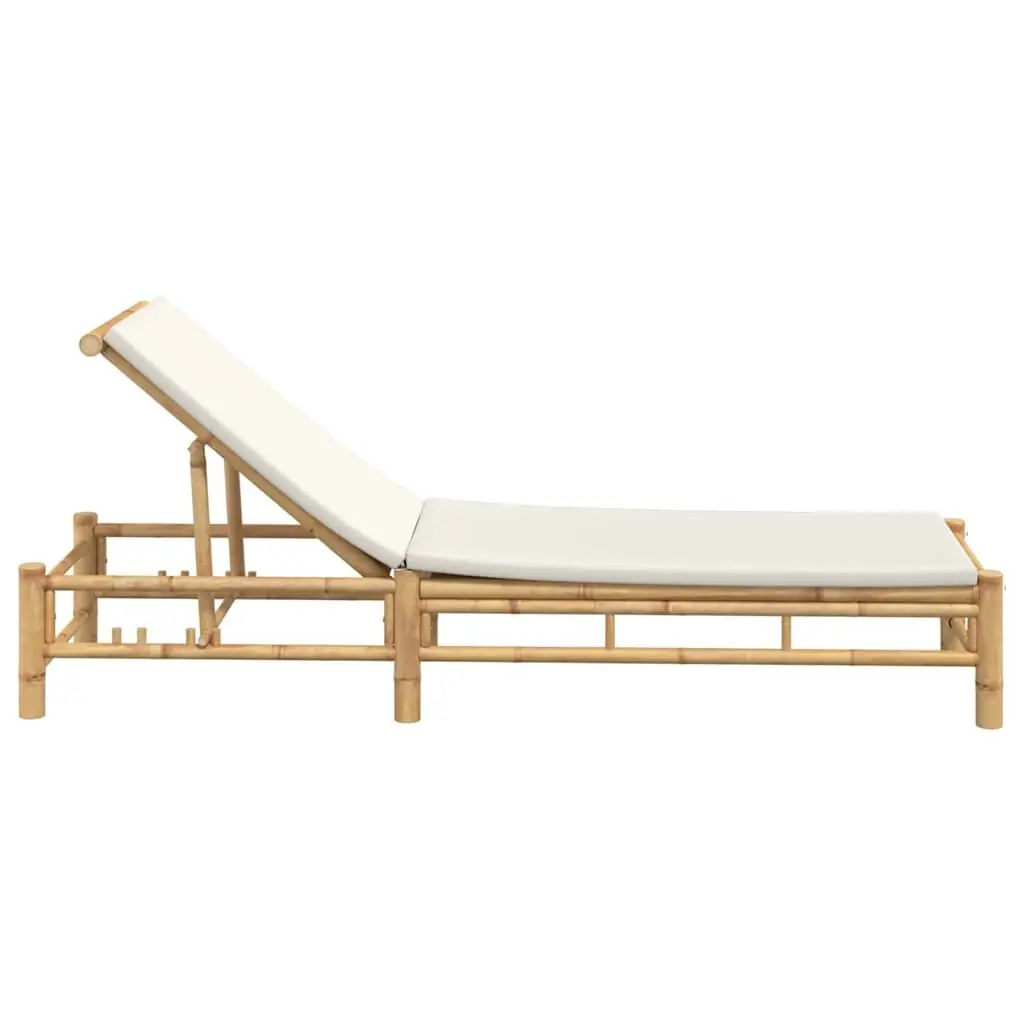 Sun Lounger Outdoor Patio Garden Chair Adjustable Backrest Cushions Brown 55 x 199 x 30 cm