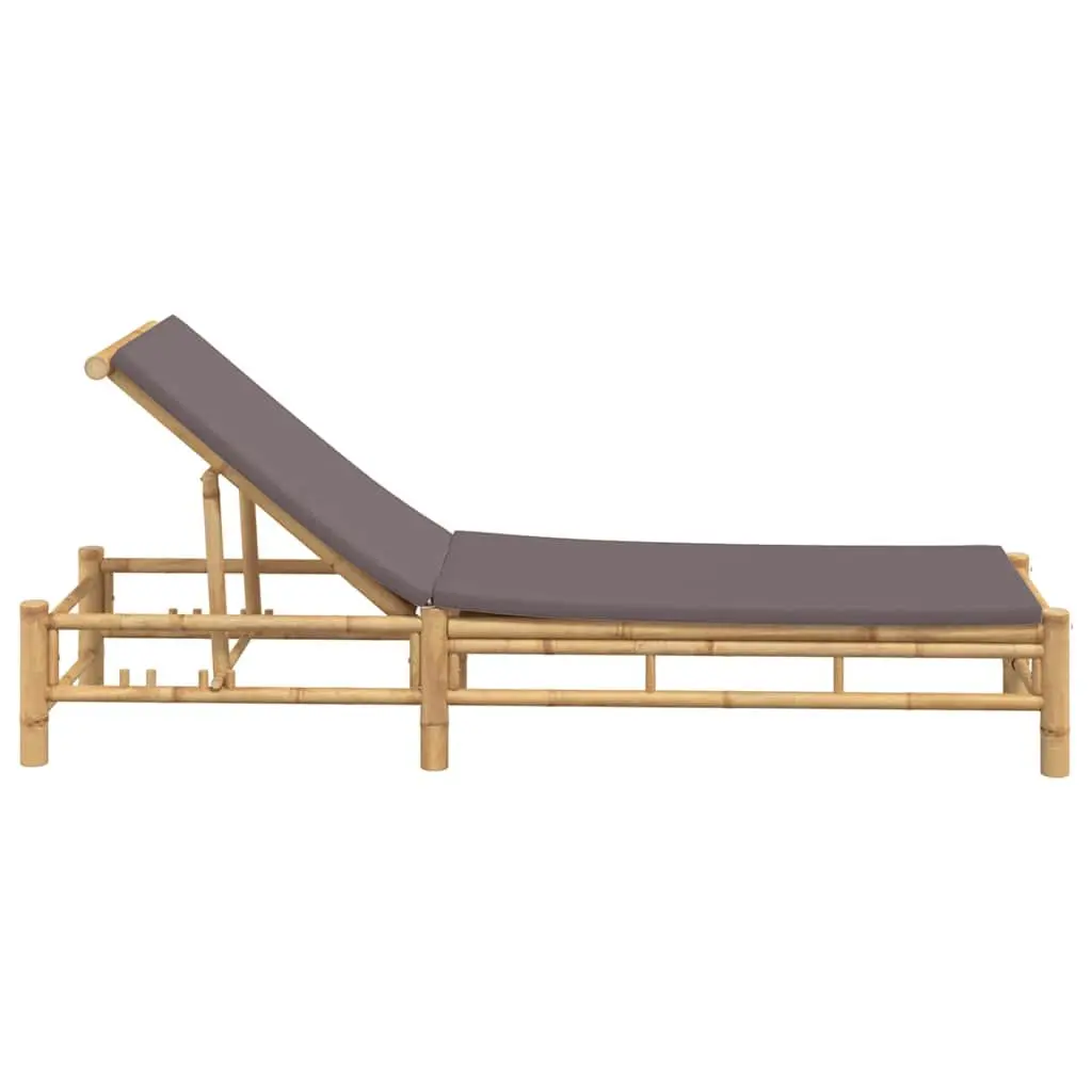 Sun Lounger Outdoor Garden Patio Chair Bamboo Adjustable Backrest 55 x 199 x 30 cm