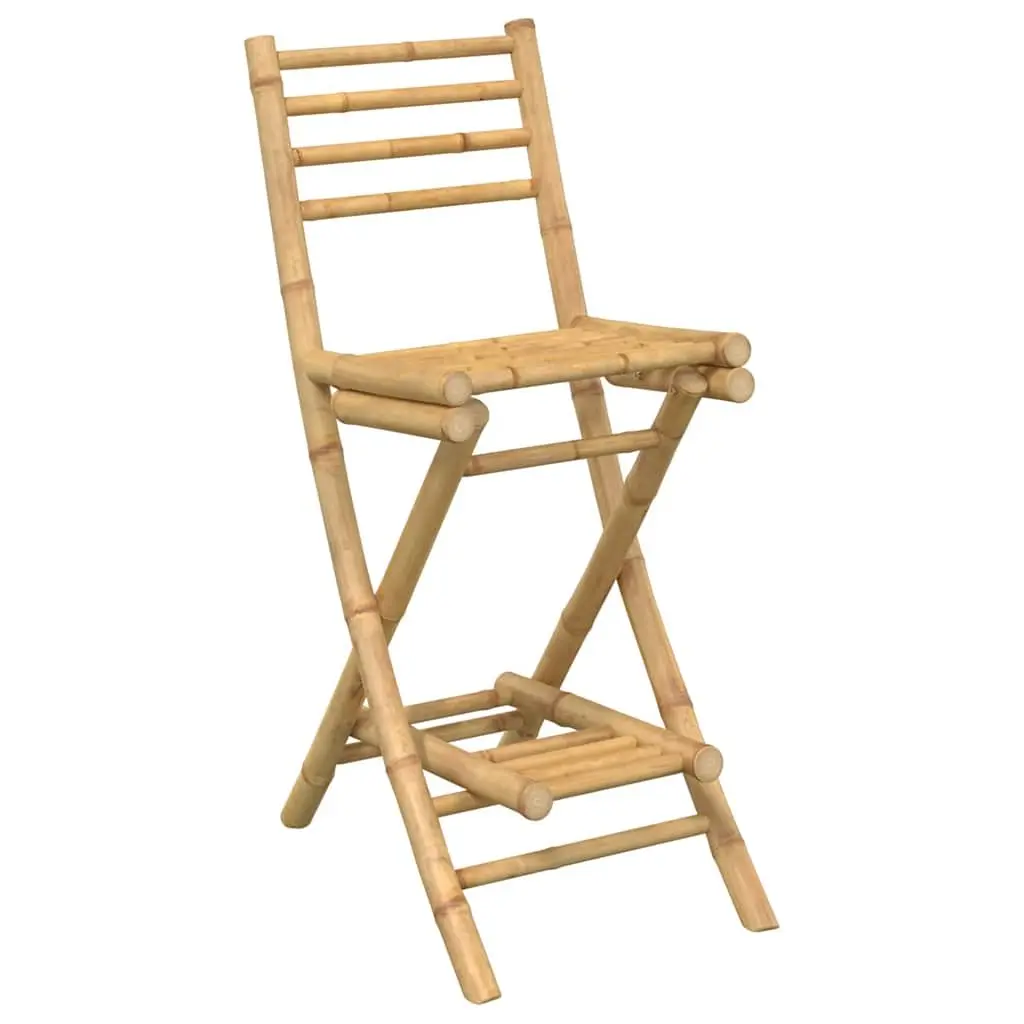 Outdoor Bar Stools for Garden Patio Balcony Foldable with Backrest and Footrest Brown 2 Piece