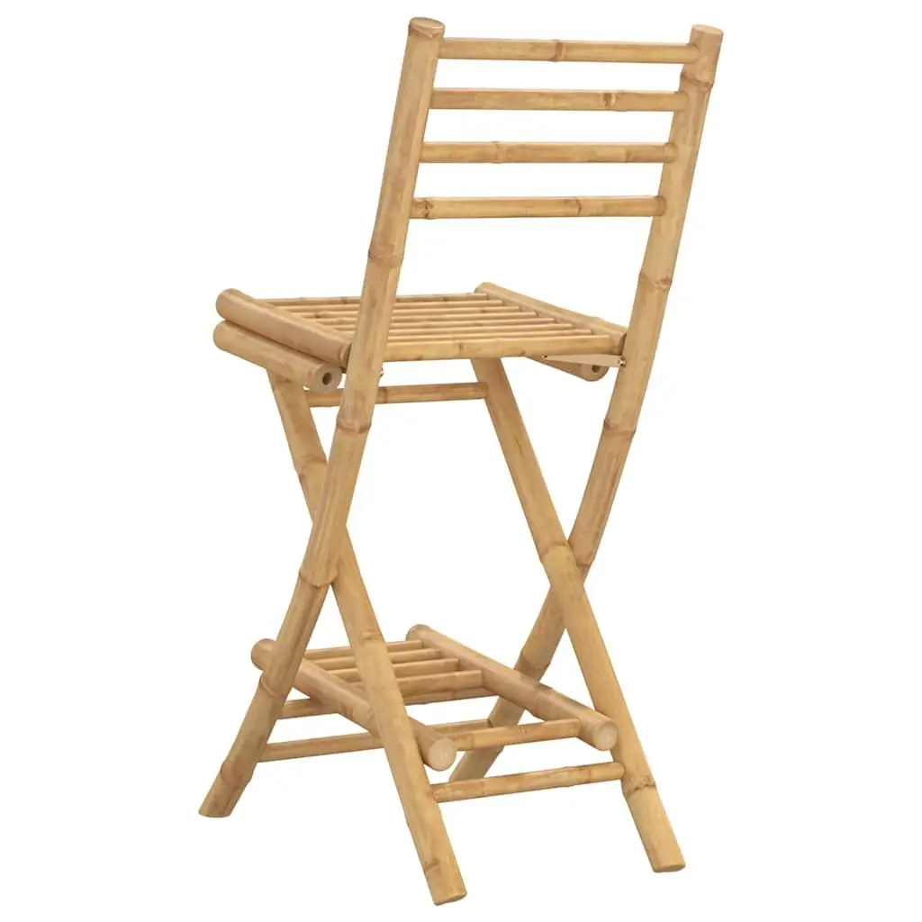 Outdoor Bar Stools for Garden Patio Balcony Foldable with Backrest and Footrest Brown 2 Piece