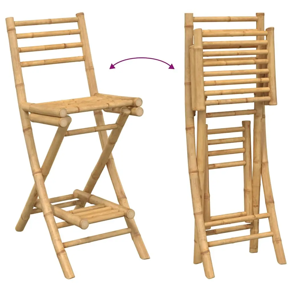 Outdoor Bar Stools for Garden Patio Balcony Foldable with Backrest and Footrest Brown 2 Piece