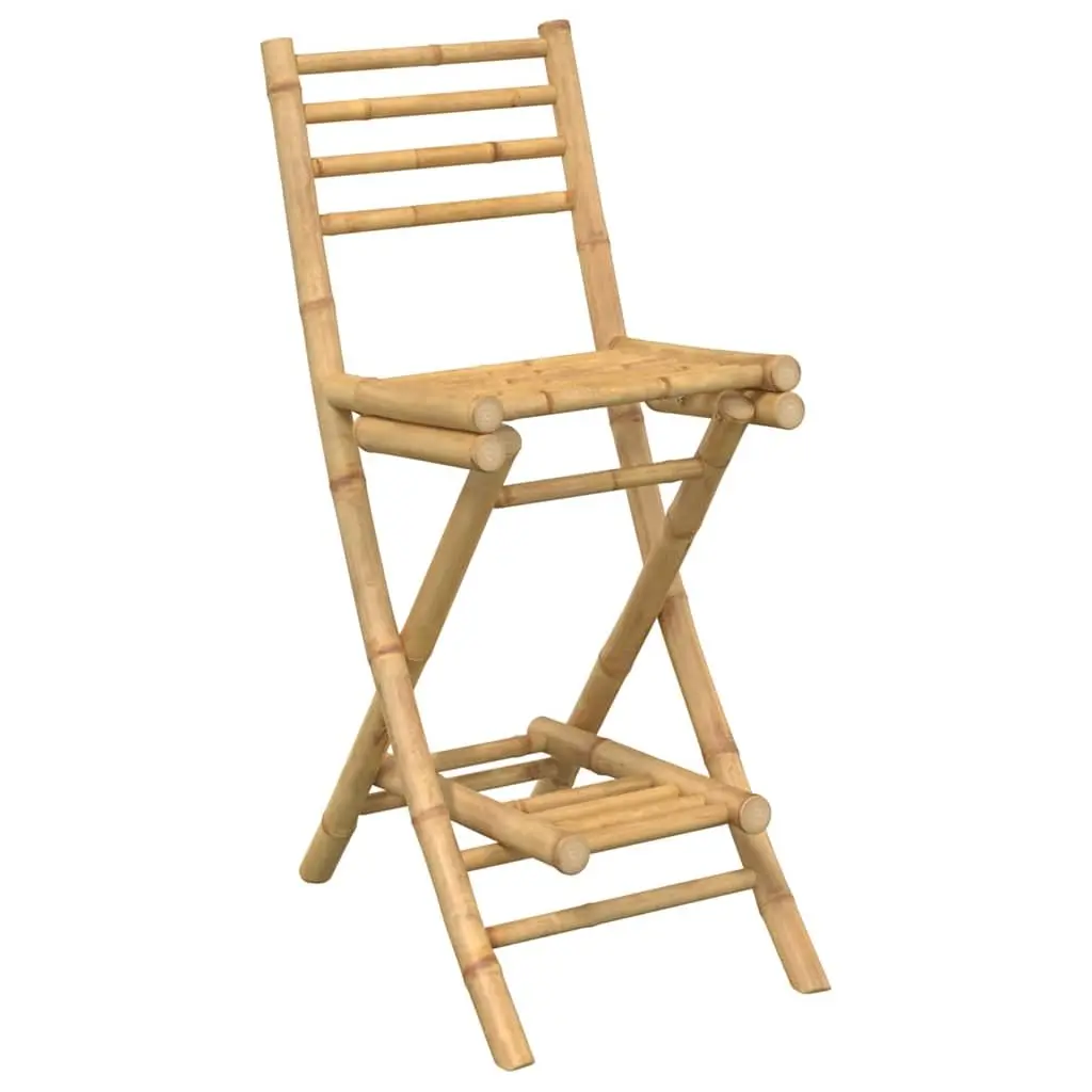 Bamboo Garden Bar Set Compact 3 Piece Foldable Outdoor Furniture for Patio and Balcony Brown
