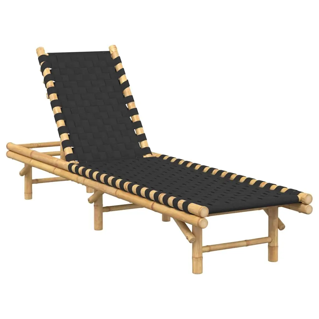 Sun Lounger Bamboo Frame Adjustable Backrest Garden Patio 55 x 200 x 30 cm