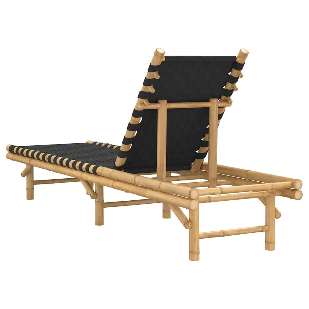 Sun Lounger Bamboo Frame Adjustable Backrest Garden Patio 55 x 200 x 30 cm