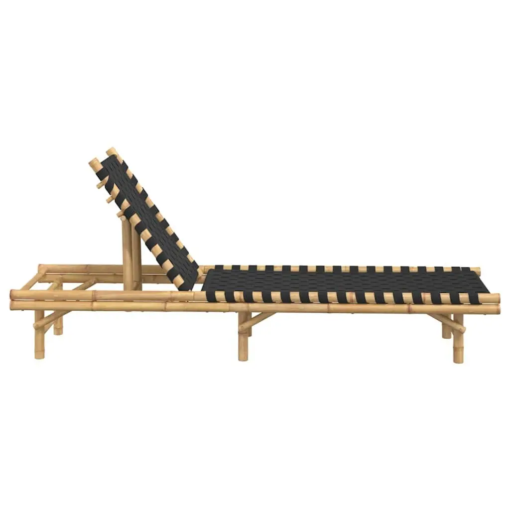 Sun Lounger Bamboo Frame Adjustable Backrest Garden Patio 55 x 200 x 30 cm