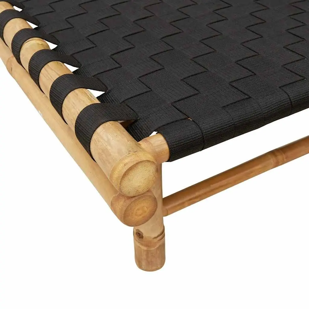 Sun Lounger Bamboo Frame Adjustable Backrest Garden Patio 55 x 200 x 30 cm