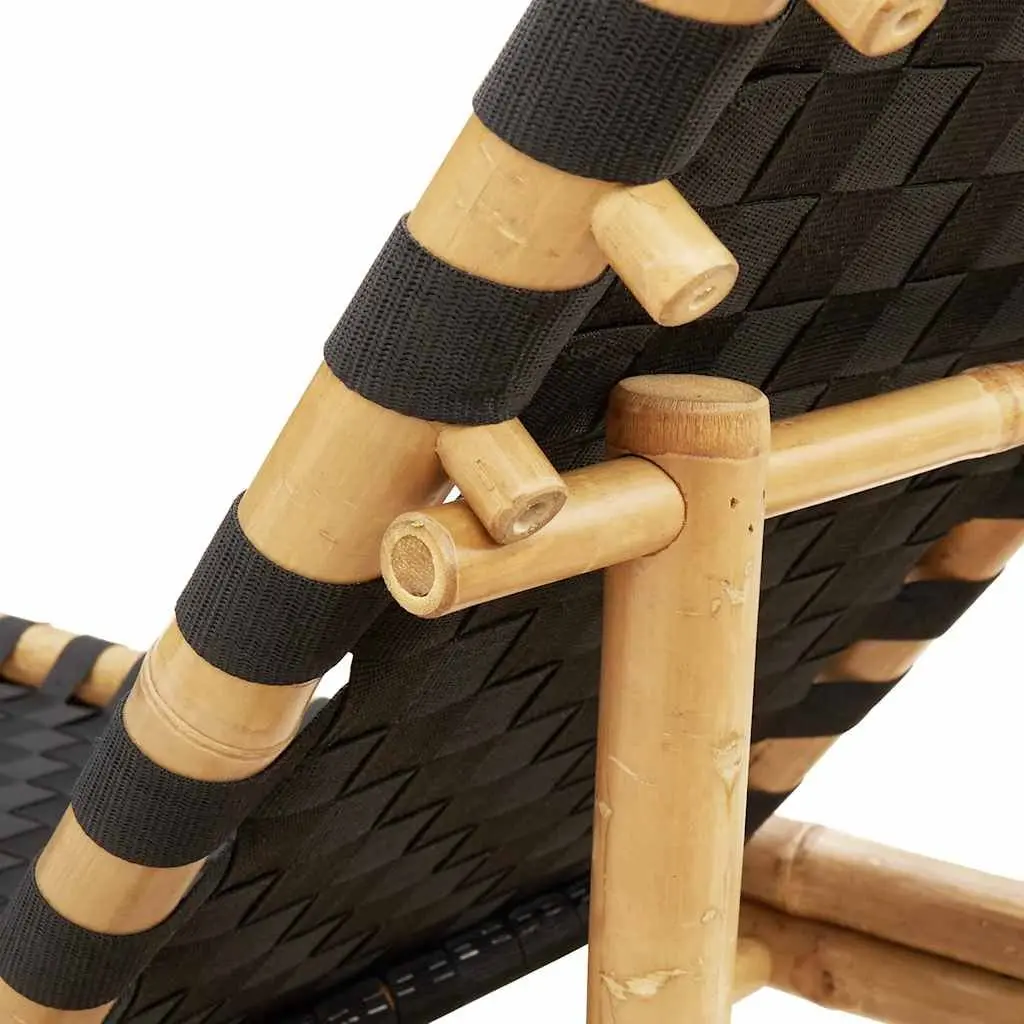 Sun Lounger Bamboo Frame Adjustable Backrest Garden Patio 55 x 200 x 30 cm