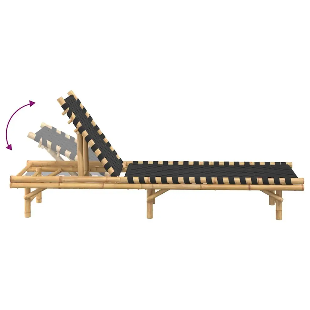 Sun Lounger Bamboo Frame Adjustable Backrest Garden Patio 55 x 200 x 30 cm